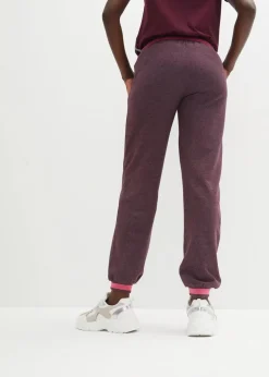bonprix Hosen|Sweat^Sweathose aus Baumwoll-Mix, 2er Pack schwarz+holunderbeere meliert