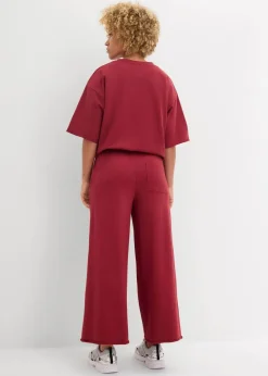 bonprix Hosen|Sweat^Sweathose aus Bio-Baumwolle, 7/8 Länge pflaumenrot