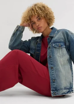 bonprix Hosen|Sweat^Sweathose aus Bio-Baumwolle, 7/8 Länge pflaumenrot
