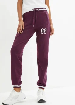 bonprix Hosen|Sweat^Sweathose aus elastischem Baumwoll-Mix holunderbeere