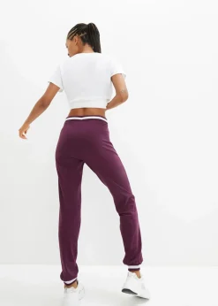 bonprix Hosen|Sweat^Sweathose aus elastischem Baumwoll-Mix holunderbeere