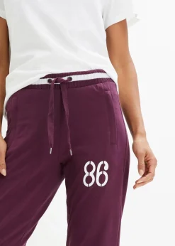 bonprix Hosen|Sweat^Sweathose aus elastischem Baumwoll-Mix holunderbeere