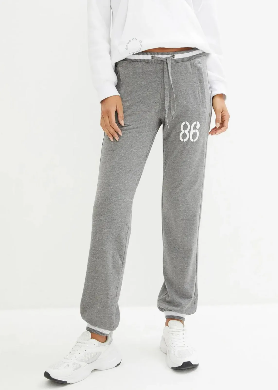 bonprix Hosen|Sweat^Sweathose aus elastischem Baumwoll-Mix grau meliert