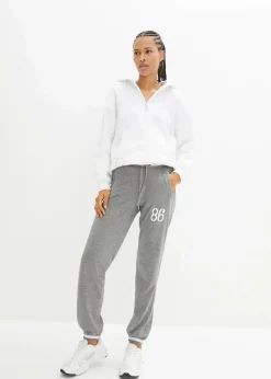 bonprix Hosen|Sweat^Sweathose aus elastischem Baumwoll-Mix grau meliert