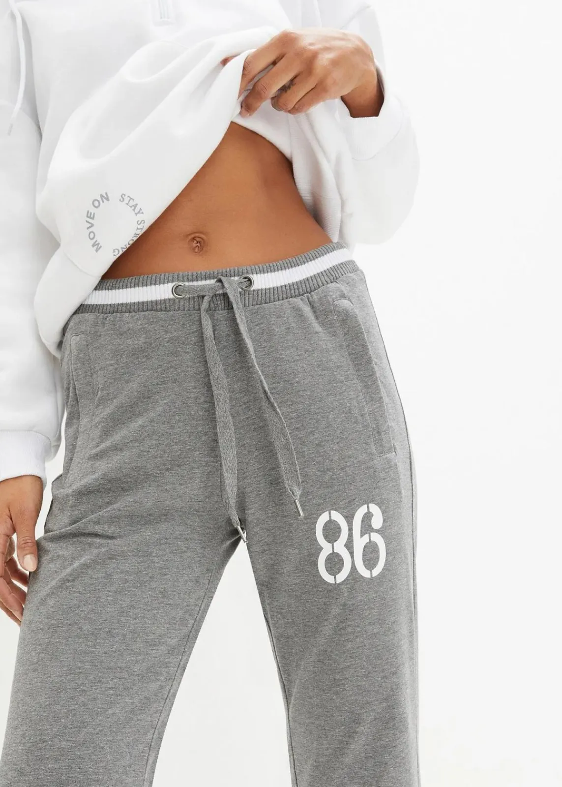 bonprix Hosen|Sweat^Sweathose aus elastischem Baumwoll-Mix grau meliert
