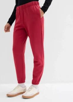 bonprix Hosen|Sweat^Sweathose aus reiner Bio-Baumwolle (2er Pack) schwarz/kirschrot