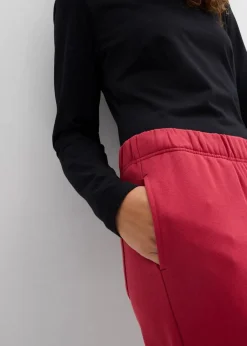 bonprix Hosen|Sweat^Sweathose aus reiner Bio-Baumwolle (2er Pack) schwarz/kirschrot