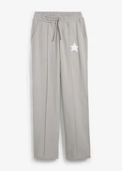 bonprix Sweat|Hosen^Sweathose aus reiner Bio-Baumwolle schattengrau/weiß bedruckt