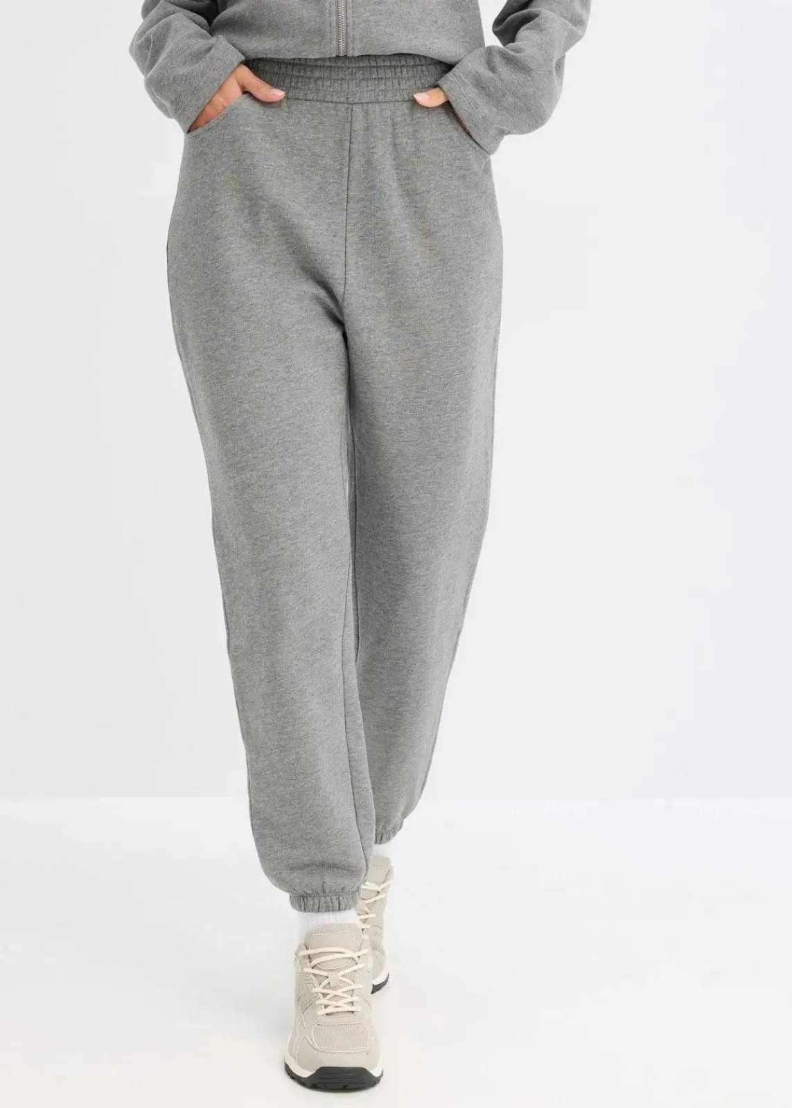 bonprix Hosen|Sweat^Sweathose aus reiner Bio-Baumwolle grau meliert meliert