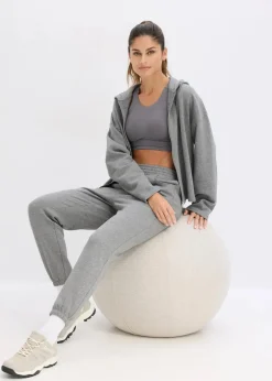 bonprix Hosen|Sweat^Sweathose aus reiner Bio-Baumwolle grau meliert meliert