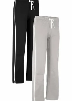 bonprix Hosen|Sweat^Sweathose aus reiner schwerer Baumwolle (2er-Pack ) schwarz + hellgrau meliert