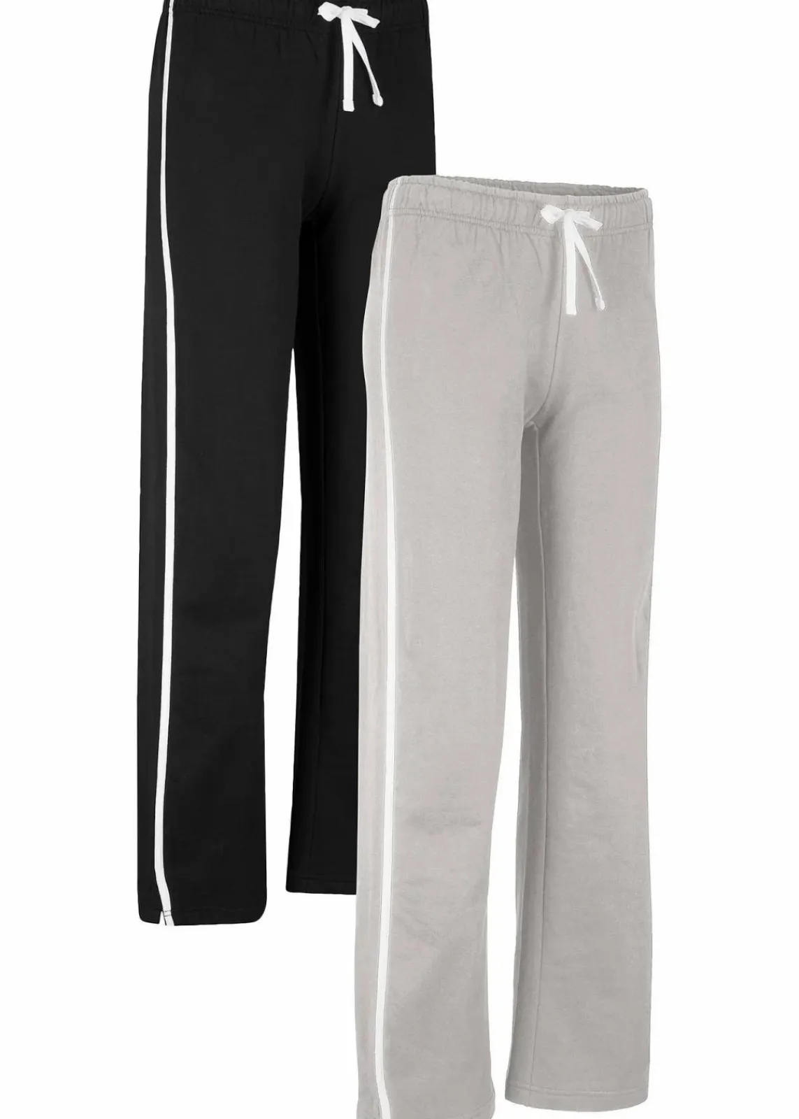 bonprix Hosen|Sweat^Sweathose aus reiner schwerer Baumwolle (2er-Pack ) schwarz + hellgrau meliert
