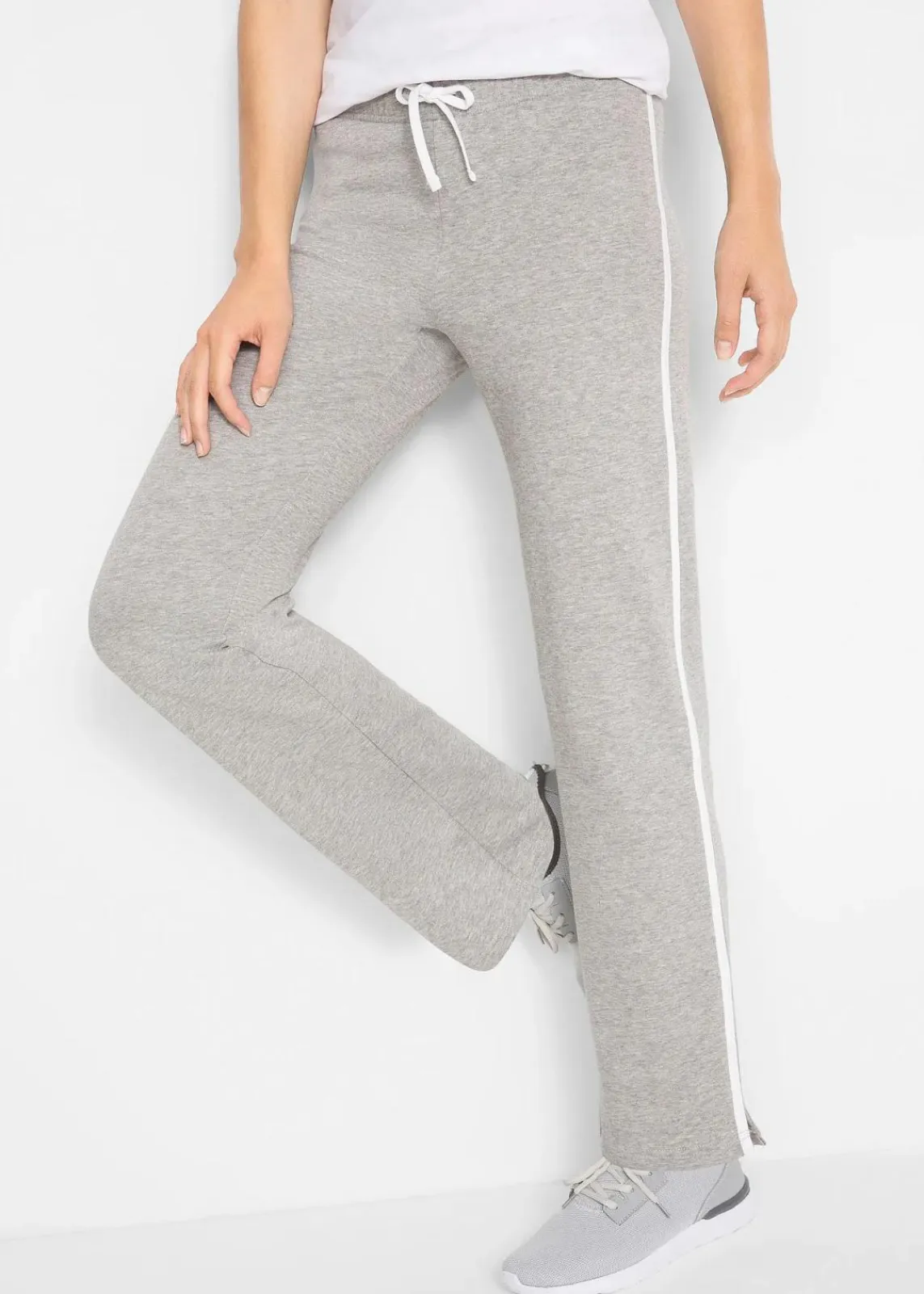 bonprix Hosen|Sweat^Sweathose aus reiner schwerer Baumwolle (2er-Pack ) schwarz + hellgrau meliert