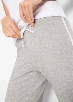 bonprix Hosen|Sweat^Sweathose aus reiner schwerer Baumwolle (2er-Pack ) schwarz + hellgrau meliert