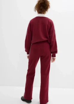 bonprix Bekleidung·Blusen & Tuniken|Bekleidung·Kleider^Sweathose aus weichem Baumwoll-Mix ahornrot/weiß