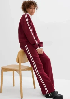 bonprix Bekleidung·Blusen & Tuniken|Bekleidung·Kleider^Sweathose aus weichem Baumwoll-Mix ahornrot/weiß