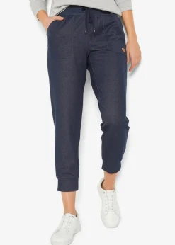bonprix Sweat|Hosen^7/8-Sweathose in Jeansoptik dunkelblau