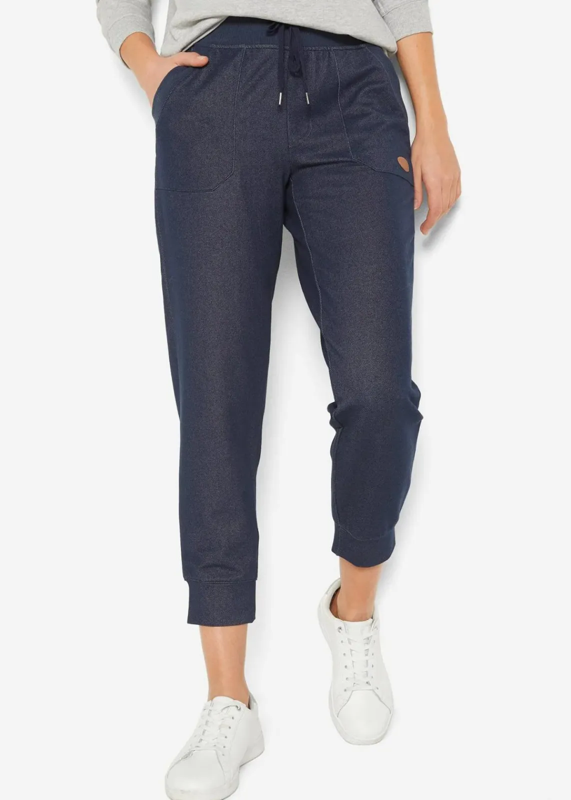 bonprix Sweat|Hosen^7/8-Sweathose in Jeansoptik dunkelblau