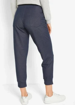 bonprix Sweat|Hosen^7/8-Sweathose in Jeansoptik dunkelblau
