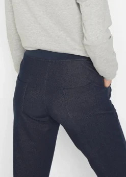 bonprix Sweat|Hosen^7/8-Sweathose in Jeansoptik dunkelblau