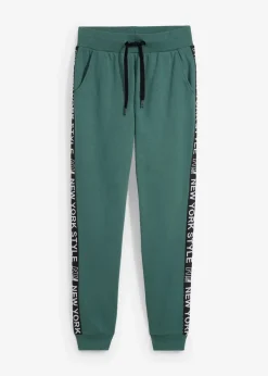 bonprix Hosen|Sweat^Sweathose mit Bündchen und Statement-Druck mattgrün bedruckt