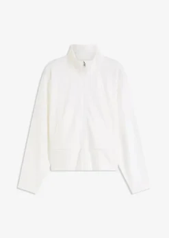 bonprix Bekleidung·Blusen & Tuniken|Sweat^Sweatjacke aus bequemen Punto di Roma wollweiß