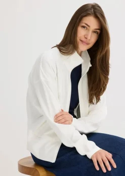 bonprix Bekleidung·Blusen & Tuniken|Sweat^Sweatjacke aus bequemen Punto di Roma wollweiß