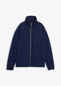 bonprix Bekleidung·Blusen & Tuniken|Sweat^Sweatjacke aus leicht glänzendem Viskose-Mix dunkelblau