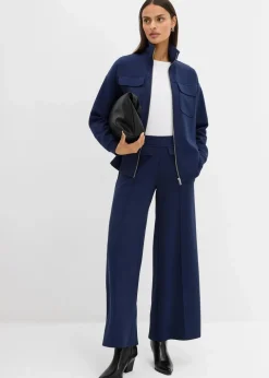 bonprix Bekleidung·Blusen & Tuniken|Sweat^Sweatjacke aus leicht glänzendem Viskose-Mix dunkelblau