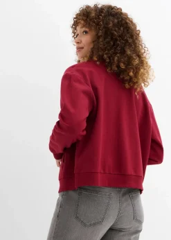 bonprix Nachhaltigere Materialien|Sweat^Sweatjacke aus reiner Bio-Baumwolle pflaumenrot