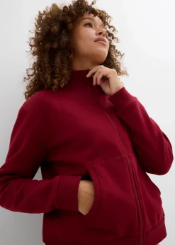 bonprix Nachhaltigere Materialien|Sweat^Sweatjacke aus reiner Bio-Baumwolle pflaumenrot