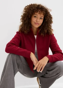 bonprix Nachhaltigere Materialien|Sweat^Sweatjacke aus reiner Bio-Baumwolle pflaumenrot