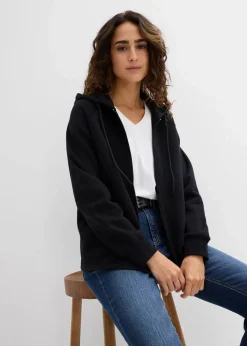 bonprix Bekleidung·Röcke|Bekleidung·Blusen & Tuniken^Sweatjacke aus reiner Bio-Baumwolle schwarz