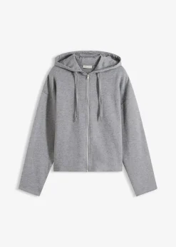 bonprix Sweat|Basics^Sweatjacke aus reiner Bio-Baumwolle grau meliert meliert