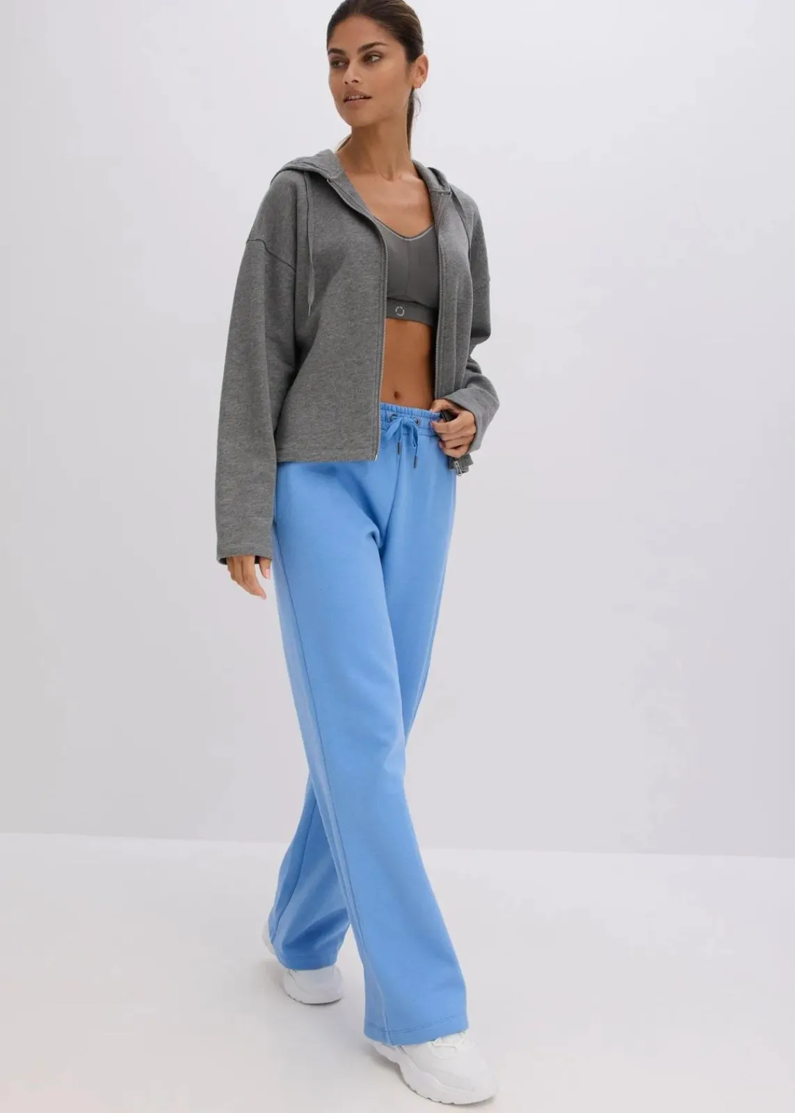 bonprix Sweat|Basics^Sweatjacke aus reiner Bio-Baumwolle grau meliert meliert