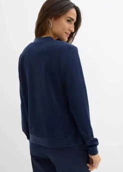 bonprix Nachhaltigere Materialien|Sweat^Sweatjacke aus Scuba mit Reißverschluss dunkelblau