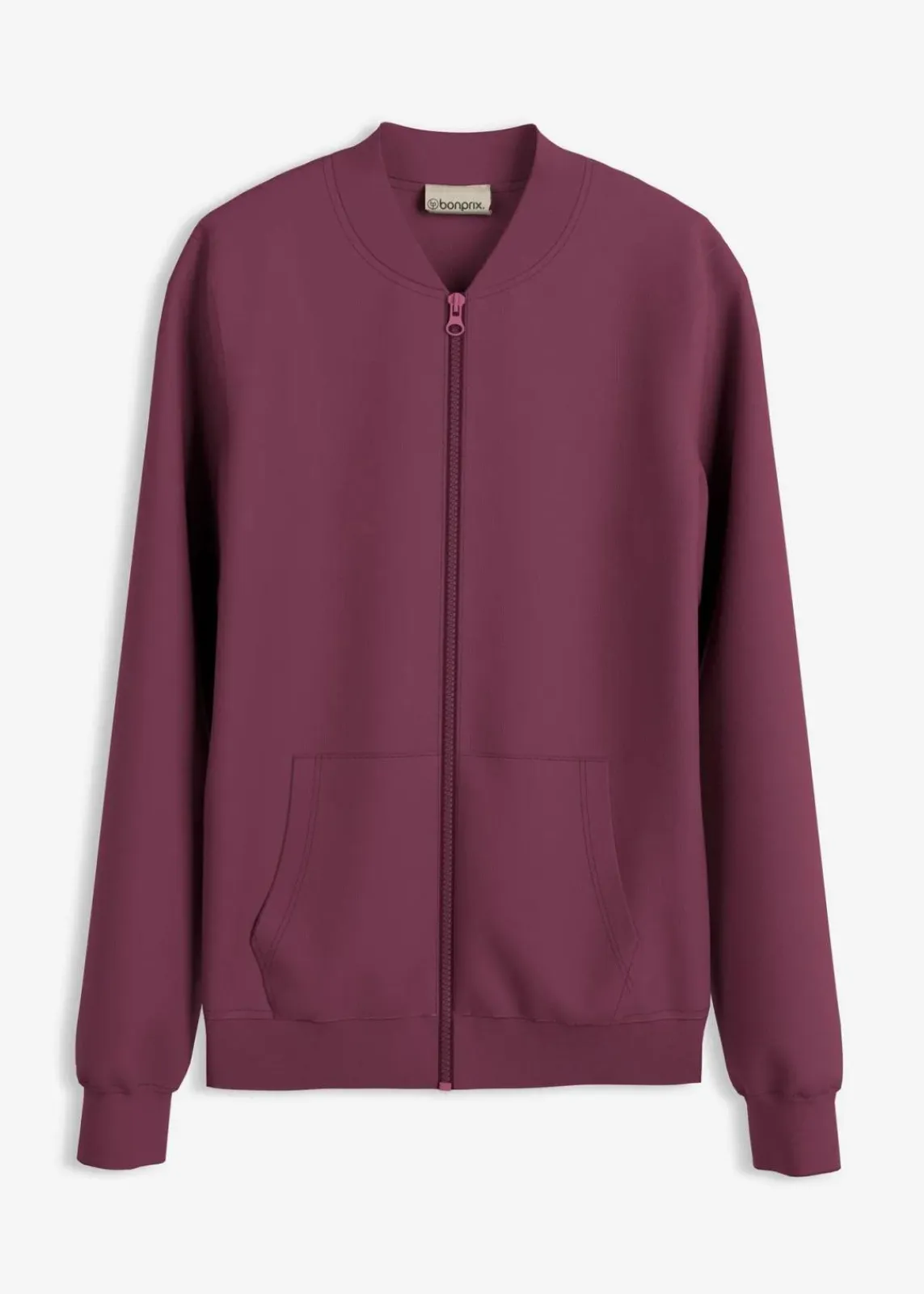 bonprix Nachhaltigere Materialien|Sweat^Sweatjacke aus Scuba mit Reißverschluss weinrot