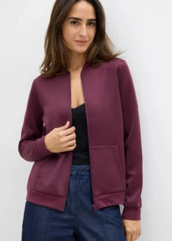 bonprix Nachhaltigere Materialien|Sweat^Sweatjacke aus Scuba mit Reißverschluss weinrot