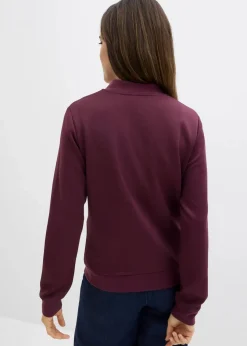 bonprix Nachhaltigere Materialien|Sweat^Sweatjacke aus Scuba mit Reißverschluss weinrot