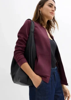 bonprix Nachhaltigere Materialien|Sweat^Sweatjacke aus Scuba mit Reißverschluss weinrot
