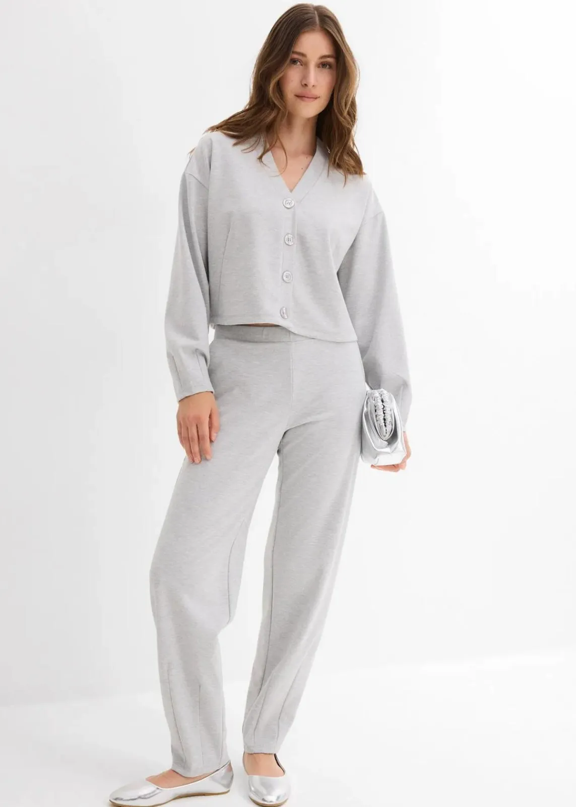 bonprix Bekleidung·Blusen & Tuniken|Sweat^Sweatjacke aus Viskose-Mix hellgrau meliert meliert