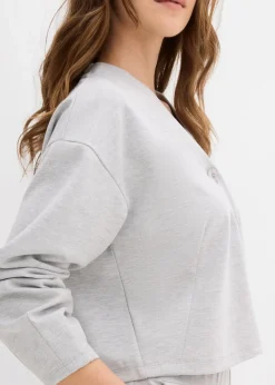bonprix Bekleidung·Blusen & Tuniken|Sweat^Sweatjacke aus Viskose-Mix hellgrau meliert meliert