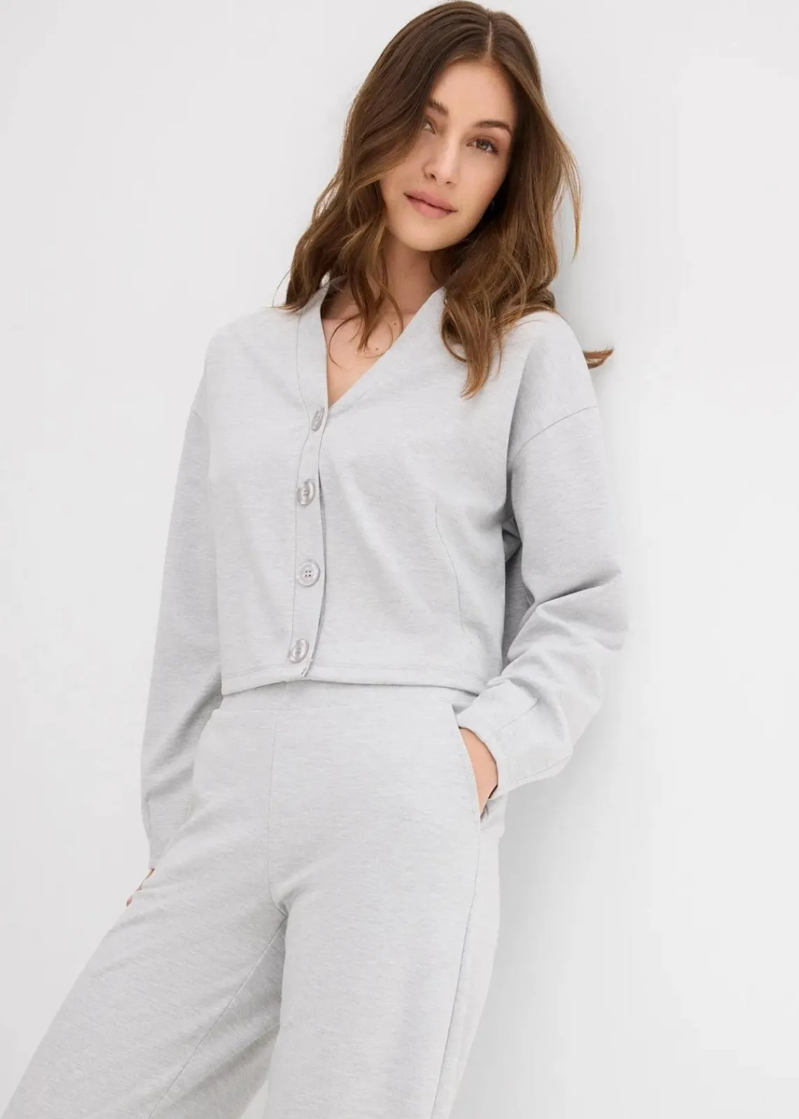 bonprix Bekleidung·Blusen & Tuniken|Sweat^Sweatjacke aus Viskose-Mix hellgrau meliert meliert