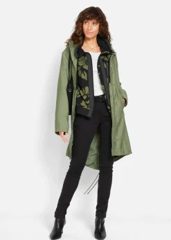 bonprix Bekleidung·Blusen & Tuniken|Sweat^Sweatjacke mit Baumwolle schwarz/grün geblümt