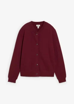 bonprix Nachhaltigere Materialien|Sweat^Sweatjacke mit Knopfleiste ahornrot