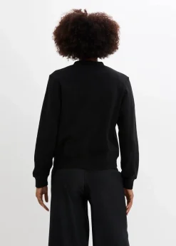 bonprix Bekleidung·Blusen & Tuniken|Sweat^Sweatjacke mit Knopfleiste schwarz