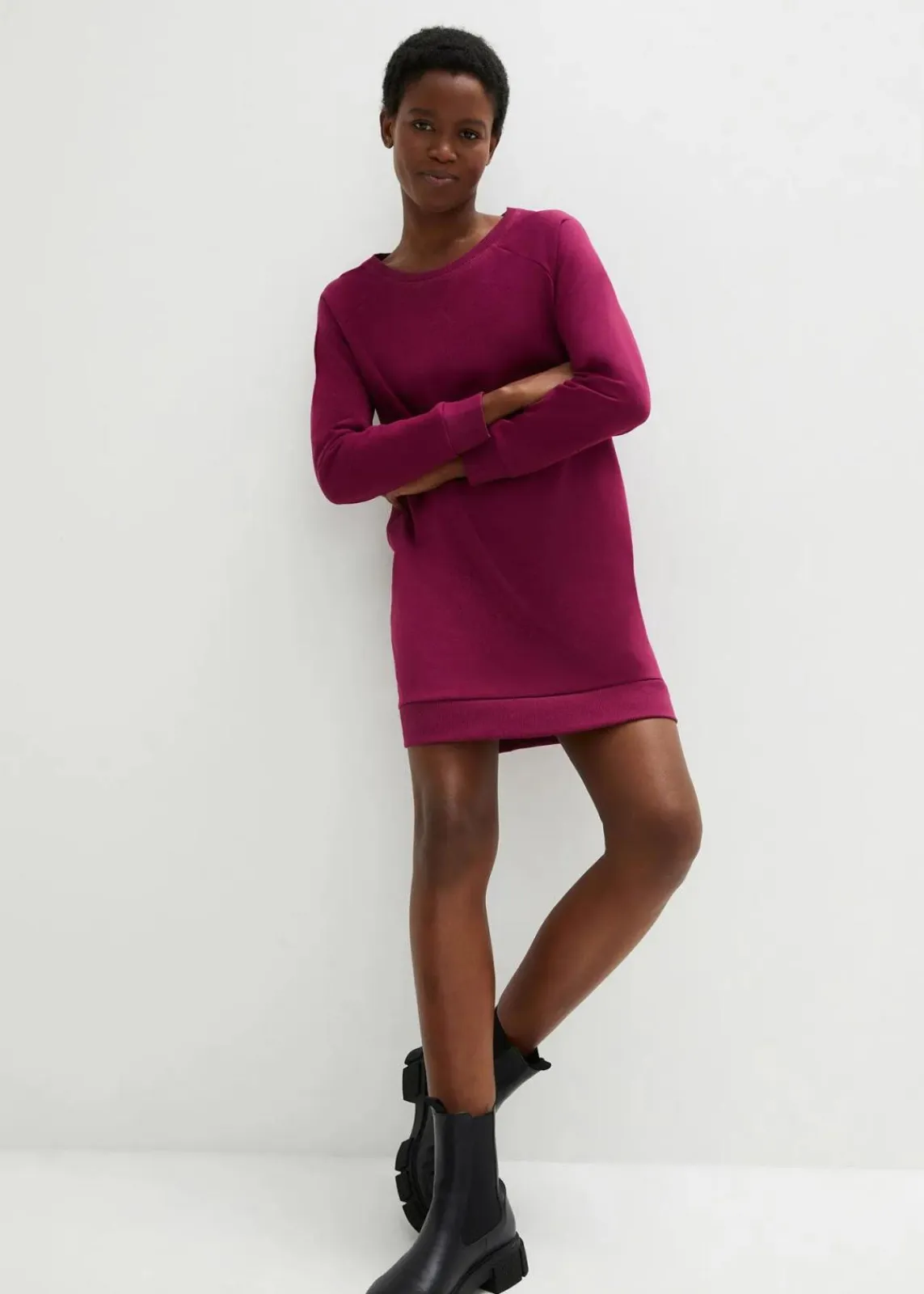 bonprix Kleider|Sweat^Sweatkleid beere