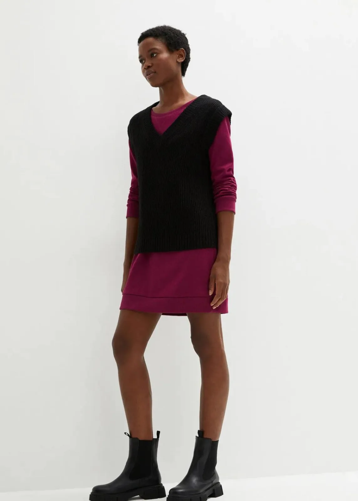 bonprix Kleider|Sweat^Sweatkleid beere