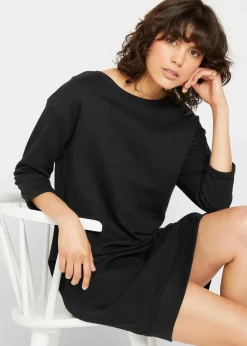 bonprix Bekleidung·Röcke|Bekleidung·Blusen & Tuniken^Sweatkleid, 3/4 Arm, innen weich angerauht schwarz