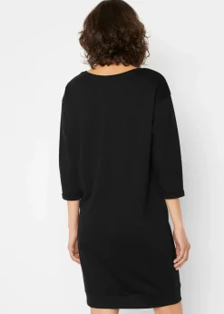 bonprix Bekleidung·Röcke|Bekleidung·Blusen & Tuniken^Sweatkleid, 3/4 Arm, innen weich angerauht schwarz